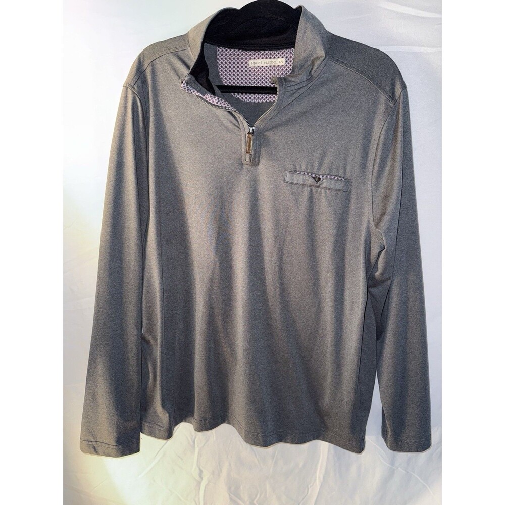 Age Of Wisdom Men’s 1/4 Zip Shirt With Red Detail, Gray, Size Large